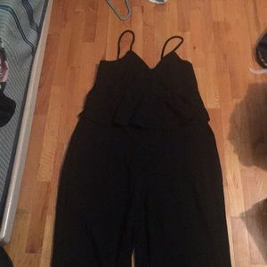 Plus size black peplum jumpsuit